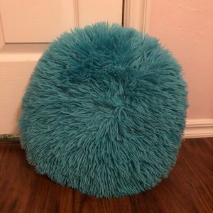 blue fuzzy pillow